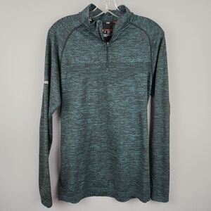 Fila Mens Fitted Pullover Running ports Shirt Black and Teal Sz Small